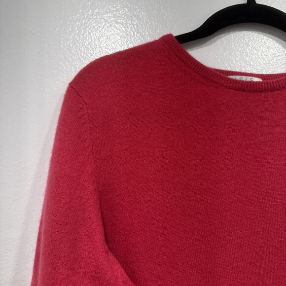 Isle 100% Pure Cashmere Sweater Women's Long Sleeve Fuchsia Pink Crewneck READ - Picture 2 of 11